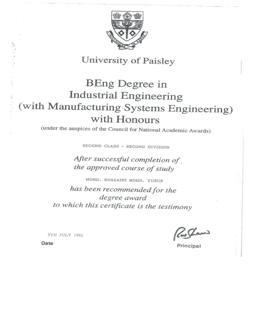 Ijazah Sarjana Muda Kejuruteraan Industri (Hons)